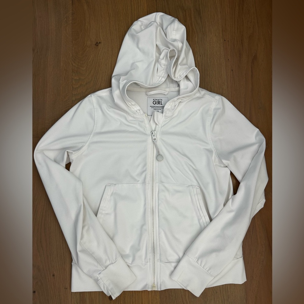 Athleta Girl White Textured Zip-Up Jacket